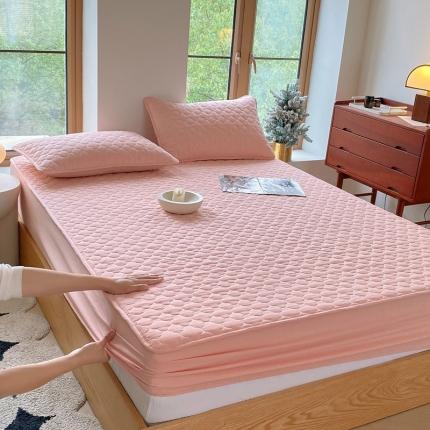 91家纺网 家纺一手货源 找家纺 尊康家纺（原磊科） 2024新款全棉色织无印风大豆床笠 粉玉