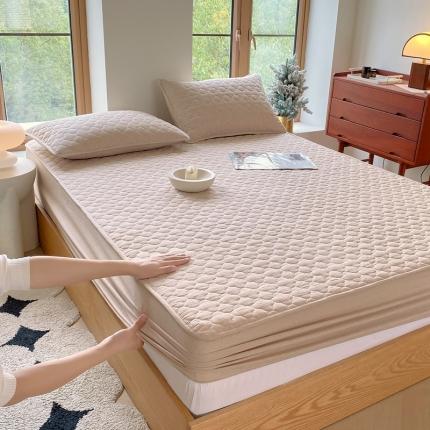 91家纺网 家纺一手货源 找家纺 尊康家纺（原磊科） 2024新款全棉色织无印风大豆床笠 米咖