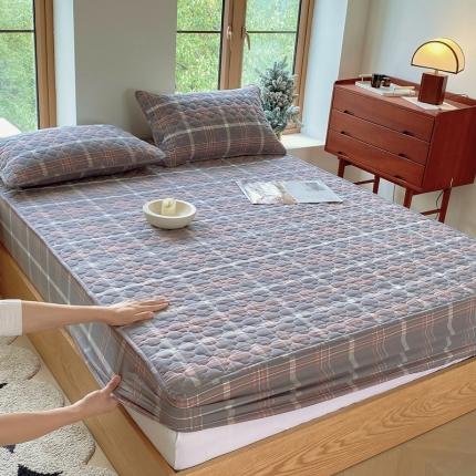 91家纺网 家纺一手货源 找家纺 尊康家纺（原磊科） 2024新款全棉色织无印风大豆床笠 米亚-灰