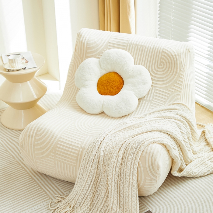 91家纺网 家纺一手货源 找家纺 丝绮鹿 2023新款提花绒懒人毛毛虫沙发套（圆满） 圆满-铂金白