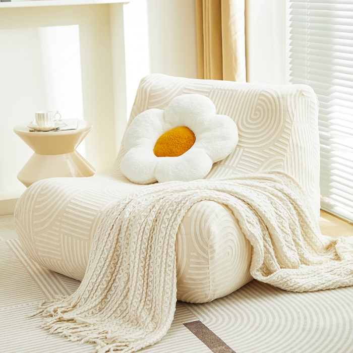 91家纺网 家纺一手货源 找家纺 丝绮鹿 2023新款提花绒懒人毛毛虫沙发套（圆满） 圆满-铂金白