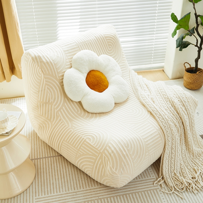 91家纺网 家纺一手货源 找家纺 丝绮鹿 2023新款提花绒懒人毛毛虫沙发套（圆满） 圆满-铂金白