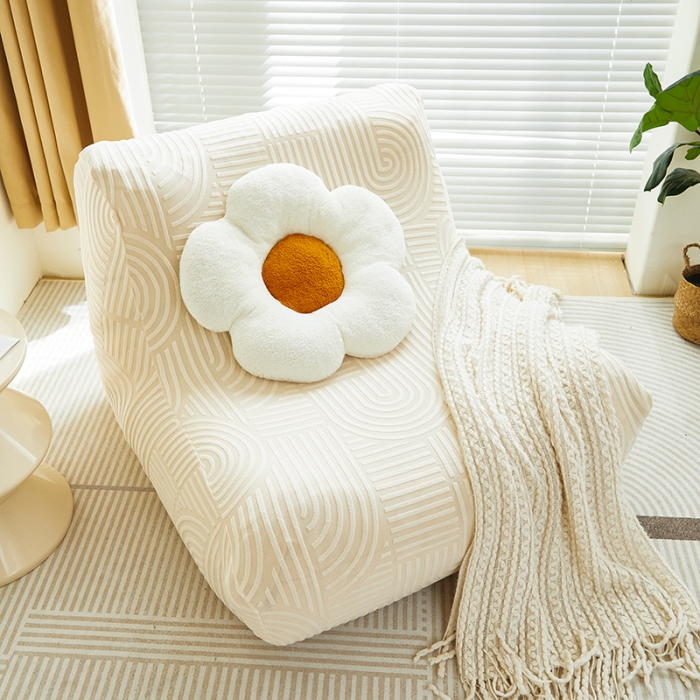 91家纺网 家纺一手货源 找家纺 丝绮鹿 2023新款提花绒懒人毛毛虫沙发套（圆满） 圆满-铂金白