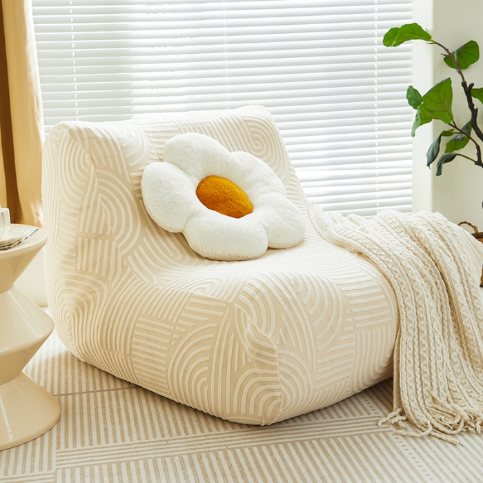 91家纺网 家纺一手货源 找家纺 丝绮鹿 2023新款提花绒懒人毛毛虫沙发套（圆满） 圆满-铂金白