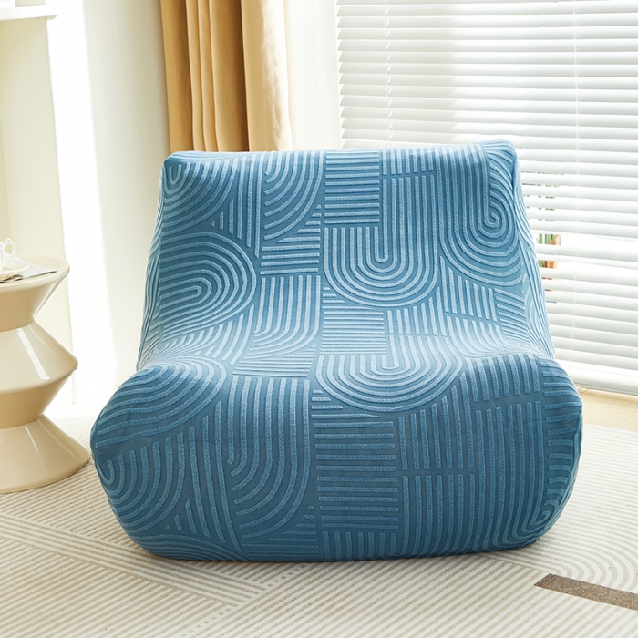 91家纺网 家纺一手货源 找家纺 丝绮鹿 2023新款提花绒懒人毛毛虫沙发套（圆满） 圆满-海军蓝