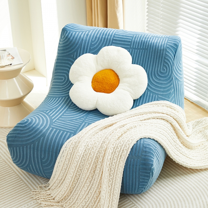 91家纺网 家纺一手货源 找家纺 丝绮鹿 2023新款提花绒懒人毛毛虫沙发套（圆满） 圆满-海军蓝