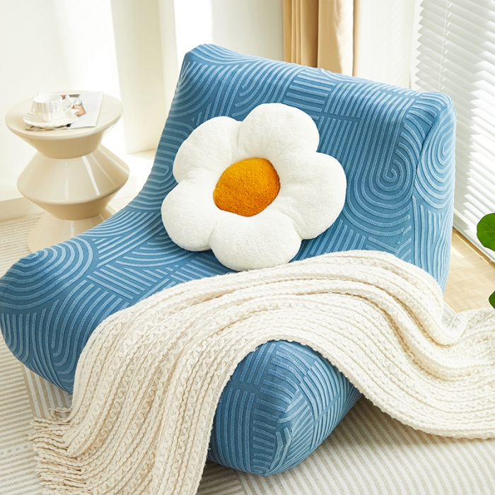 91家纺网 家纺一手货源 找家纺 丝绮鹿 2023新款提花绒懒人毛毛虫沙发套（圆满） 圆满-海军蓝