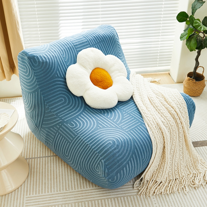 91家纺网 家纺一手货源 找家纺 丝绮鹿 2023新款提花绒懒人毛毛虫沙发套（圆满） 圆满-海军蓝