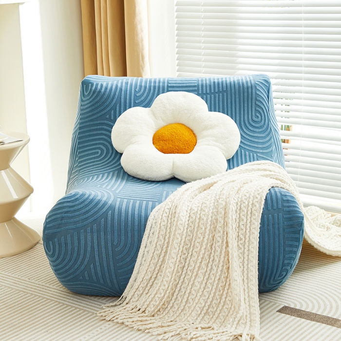 91家纺网 家纺一手货源 找家纺 丝绮鹿 2023新款提花绒懒人毛毛虫沙发套（圆满） 圆满-海军蓝