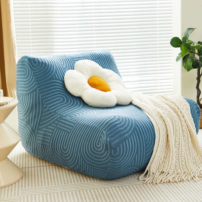 91家纺网 家纺一手货源 找家纺 丝绮鹿 2023新款提花绒懒人毛毛虫沙发套（圆满） 圆满-海军蓝