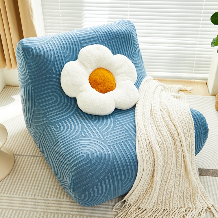 91家纺网 家纺一手货源 找家纺 丝绮鹿 2023新款提花绒懒人毛毛虫沙发套（圆满） 圆满-海军蓝