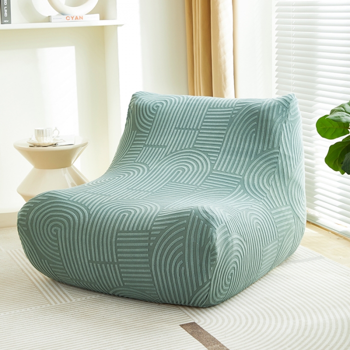 91家纺网 家纺一手货源 找家纺 丝绮鹿 2023新款提花绒懒人毛毛虫沙发套（圆满） 圆满-清雅绿