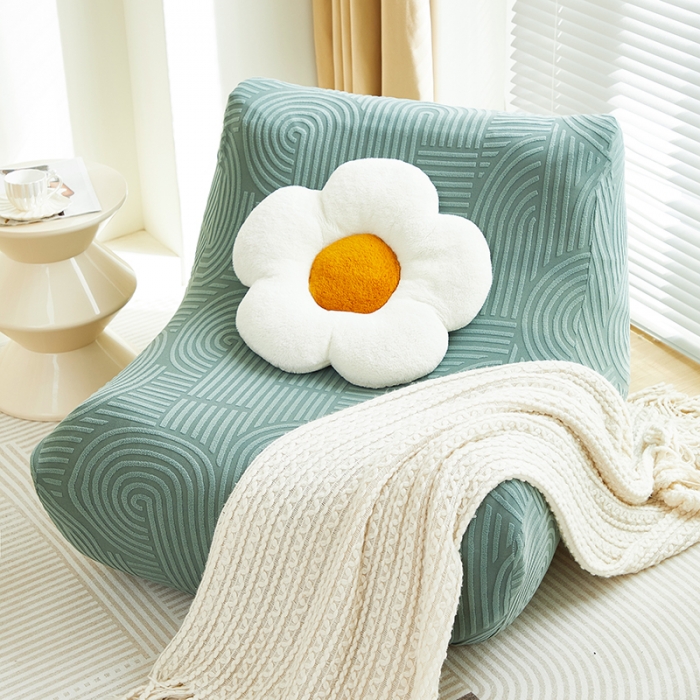 91家纺网 家纺一手货源 找家纺 丝绮鹿 2023新款提花绒懒人毛毛虫沙发套（圆满） 圆满-清雅绿