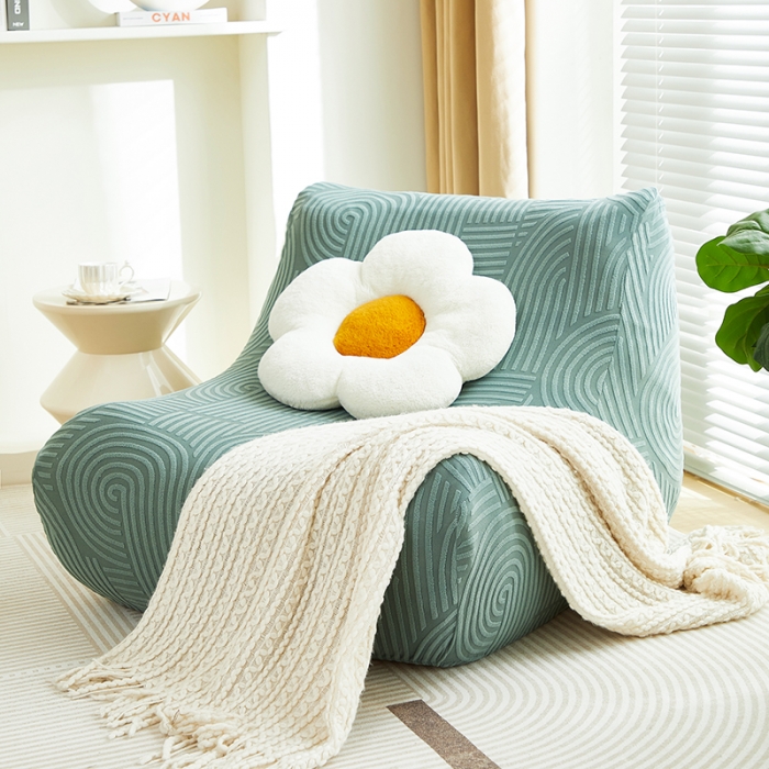 91家纺网 家纺一手货源 找家纺 丝绮鹿 2023新款提花绒懒人毛毛虫沙发套（圆满） 圆满-清雅绿