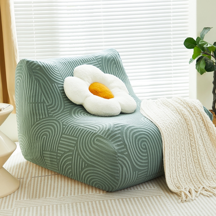 91家纺网 家纺一手货源 找家纺 丝绮鹿 2023新款提花绒懒人毛毛虫沙发套（圆满） 圆满-清雅绿