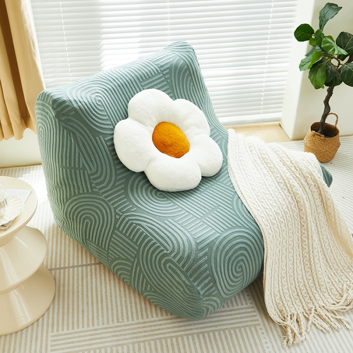 91家纺网 家纺一手货源 找家纺 丝绮鹿 2023新款提花绒懒人毛毛虫沙发套（圆满） 圆满-清雅绿