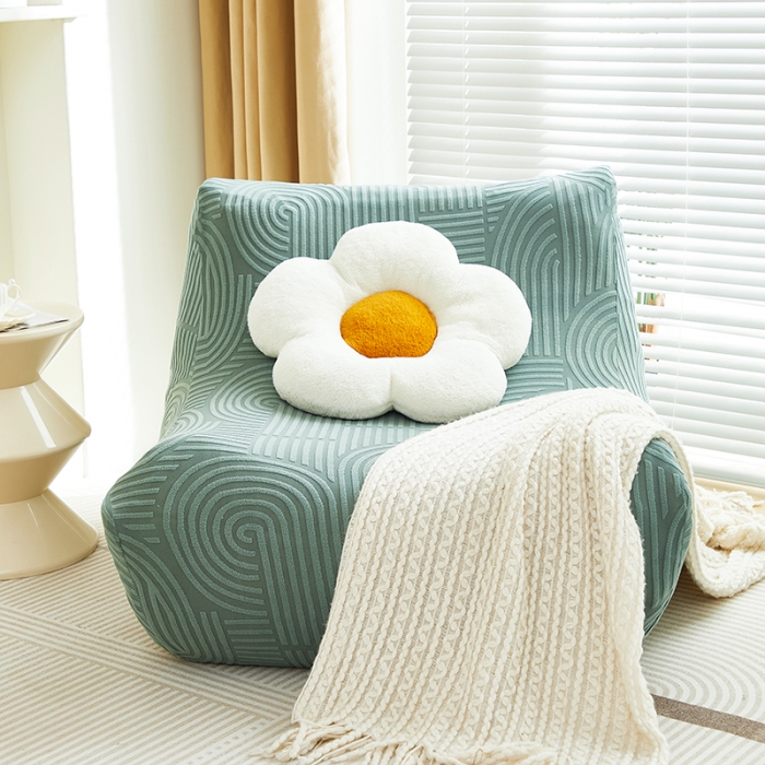 91家纺网 家纺一手货源 找家纺 丝绮鹿 2023新款提花绒懒人毛毛虫沙发套（圆满） 圆满-清雅绿