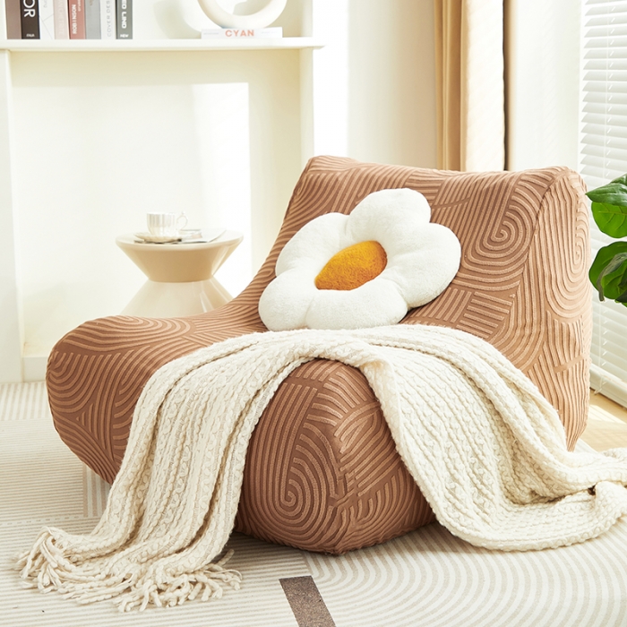 91家纺网 家纺一手货源 找家纺 丝绮鹿 2023新款提花绒懒人毛毛虫沙发套（圆满） 圆满-神秘驼