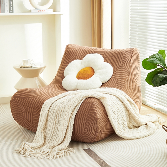 91家纺网 家纺一手货源 找家纺 丝绮鹿 2023新款提花绒懒人毛毛虫沙发套（圆满） 圆满-神秘驼