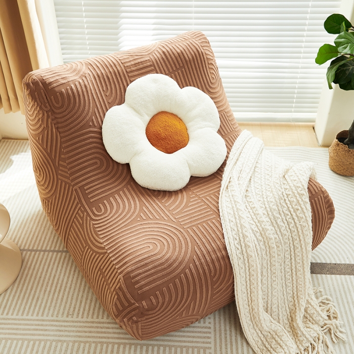 91家纺网 家纺一手货源 找家纺 丝绮鹿 2023新款提花绒懒人毛毛虫沙发套（圆满） 圆满-神秘驼