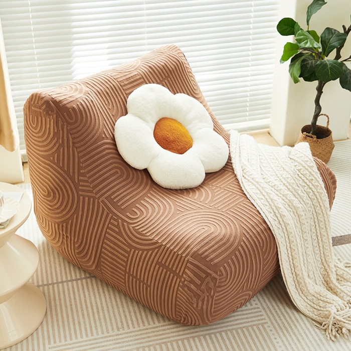 91家纺网 家纺一手货源 找家纺 丝绮鹿 2023新款提花绒懒人毛毛虫沙发套（圆满） 圆满-神秘驼