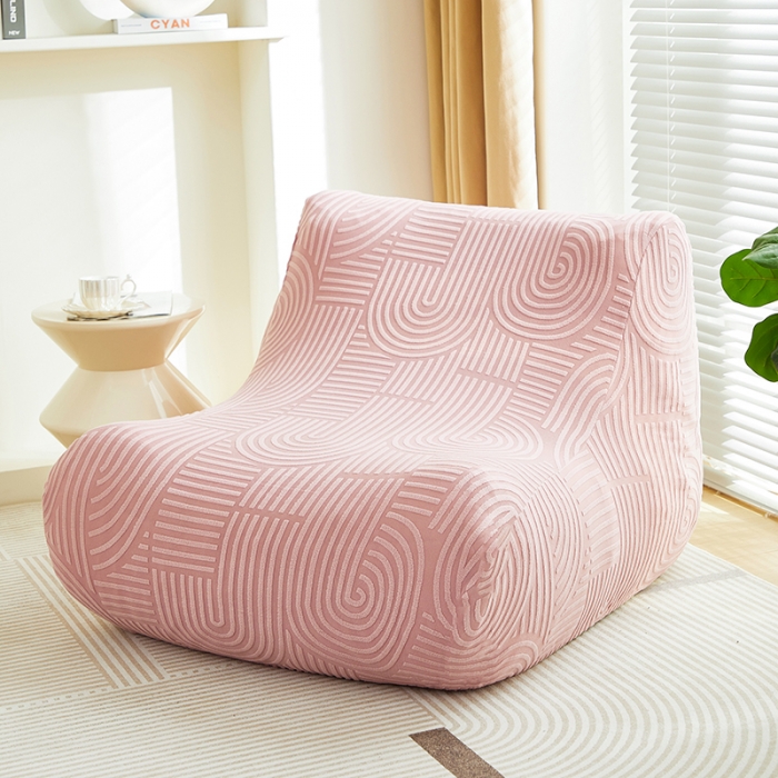 91家纺网 家纺一手货源 找家纺 丝绮鹿 2023新款提花绒懒人毛毛虫沙发套（圆满） 圆满-樱桃粉