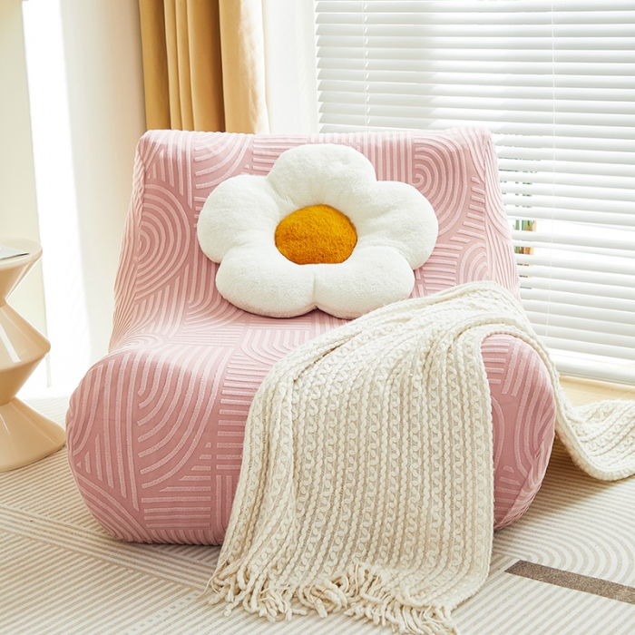 91家纺网 家纺一手货源 找家纺 丝绮鹿 2023新款提花绒懒人毛毛虫沙发套（圆满） 圆满-樱桃粉