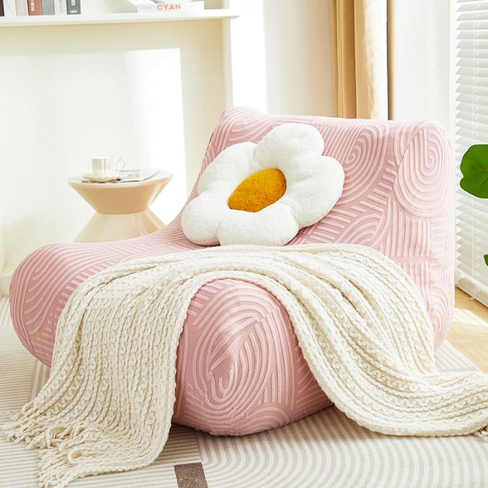 91家纺网 家纺一手货源 找家纺 丝绮鹿 2023新款提花绒懒人毛毛虫沙发套（圆满） 圆满-樱桃粉