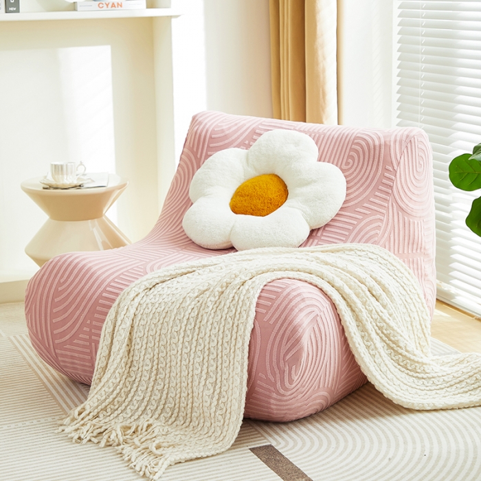 91家纺网 家纺一手货源 找家纺 丝绮鹿 2023新款提花绒懒人毛毛虫沙发套（圆满） 圆满-樱桃粉