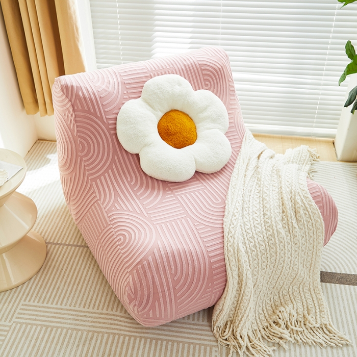 91家纺网 家纺一手货源 找家纺 丝绮鹿 2023新款提花绒懒人毛毛虫沙发套（圆满） 圆满-樱桃粉