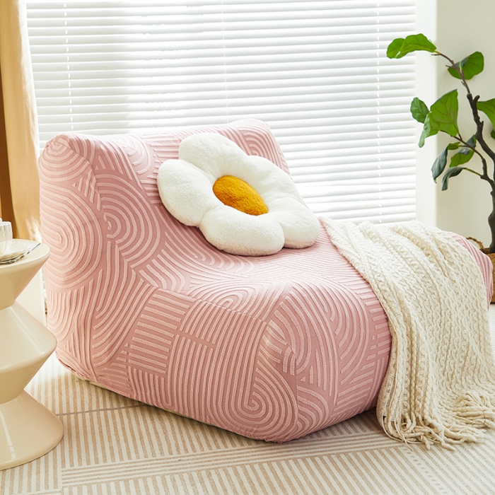 91家纺网 家纺一手货源 找家纺 丝绮鹿 2023新款提花绒懒人毛毛虫沙发套（圆满） 圆满-樱桃粉