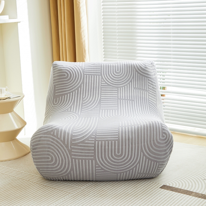 91家纺网 家纺一手货源 找家纺 丝绮鹿 2023新款提花绒懒人毛毛虫沙发套（圆满） 圆满-月光灰