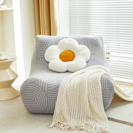 丝绮鹿 2023新款提花绒懒人毛毛虫沙发套（圆满） 圆满-月光灰