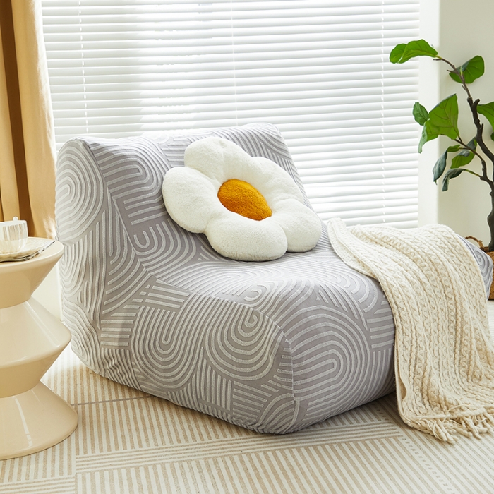 91家纺网 家纺一手货源 找家纺 丝绮鹿 2023新款提花绒懒人毛毛虫沙发套（圆满） 圆满-月光灰