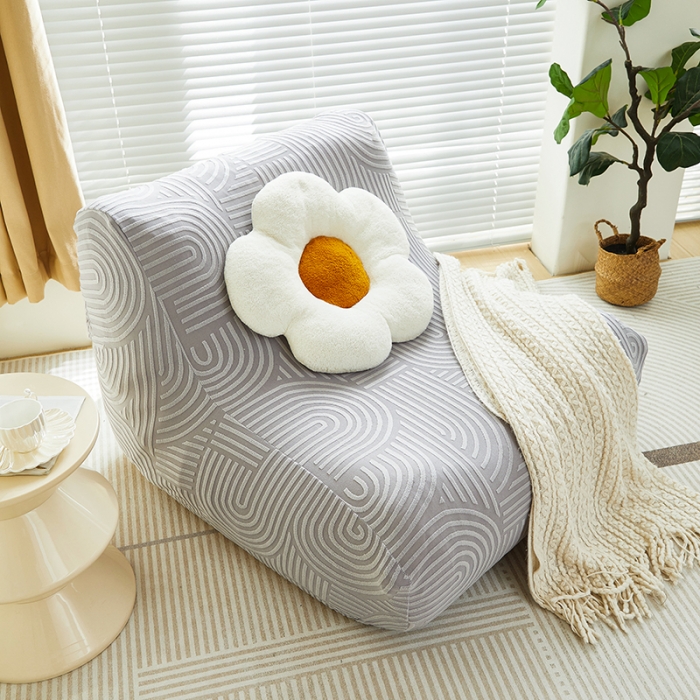 91家纺网 家纺一手货源 找家纺 丝绮鹿 2023新款提花绒懒人毛毛虫沙发套（圆满） 圆满-月光灰