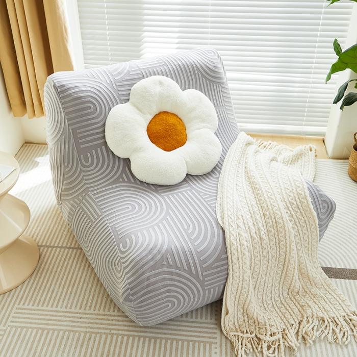 91家纺网 家纺一手货源 找家纺 丝绮鹿 2023新款提花绒懒人毛毛虫沙发套（圆满） 圆满-月光灰