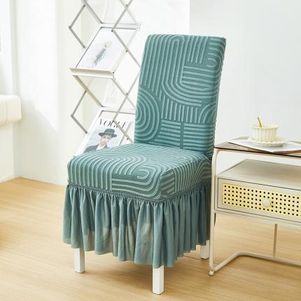 91家纺网 家纺一手货源 找家纺 （总）丝绮鹿 2023新款提花绒椅子套裙边款（圆满）