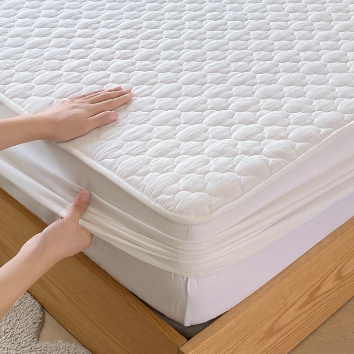 91家纺网 家纺一手货源 找家纺 尊康家纺（原磊科） 2024新款全棉色织无印风大豆床笠 白