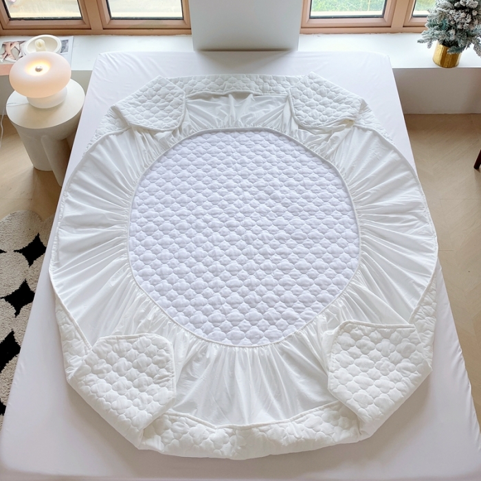 91家纺网 家纺一手货源 找家纺 尊康家纺（原磊科） 2024新款全棉色织无印风大豆床笠 白