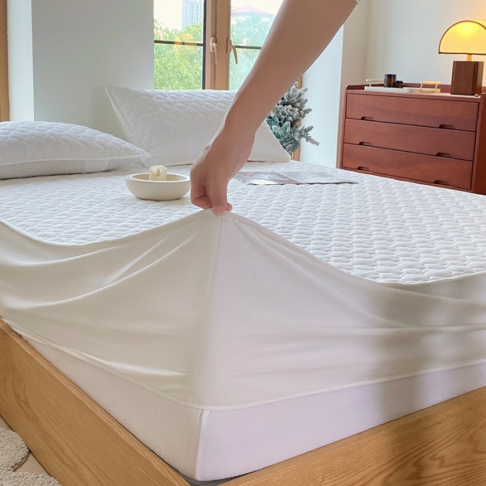 91家纺网 家纺一手货源 找家纺 尊康家纺（原磊科） 2024新款全棉色织无印风大豆床笠 白