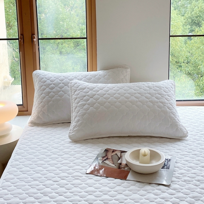 91家纺网 家纺一手货源 找家纺 尊康家纺（原磊科） 2024新款全棉色织无印风大豆床笠 白