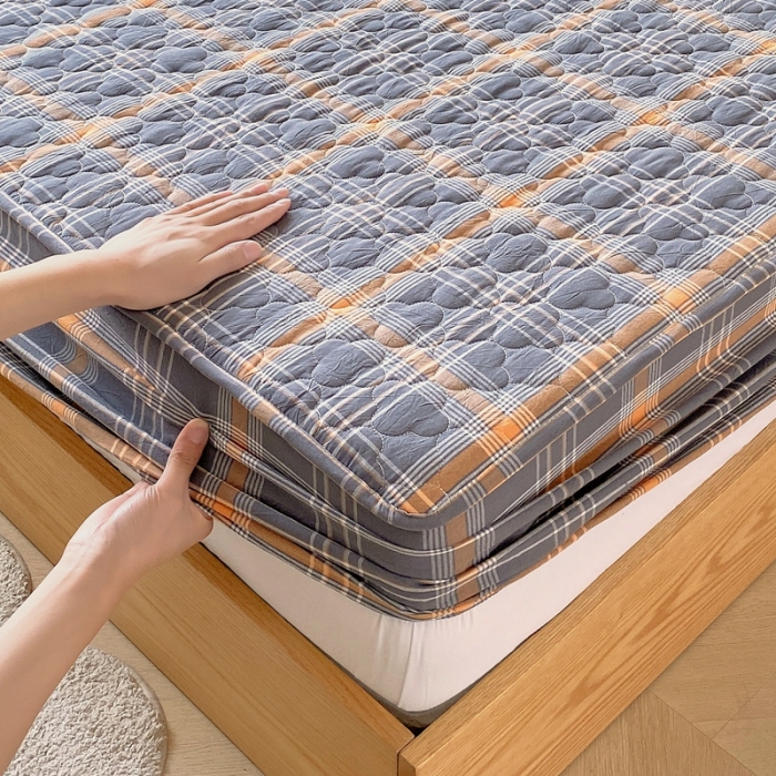 91家纺网 家纺一手货源 找家纺 尊康家纺（原磊科） 2024新款全棉色织无印风大豆床笠 柏恩-黄