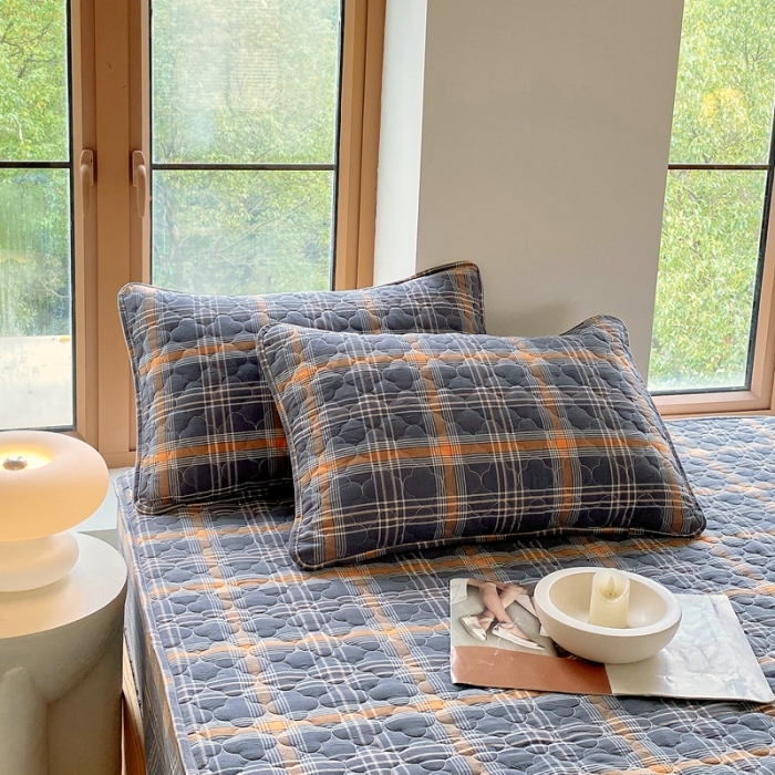 91家纺网 家纺一手货源 找家纺 尊康家纺（原磊科） 2024新款全棉色织无印风大豆床笠 柏恩-黄