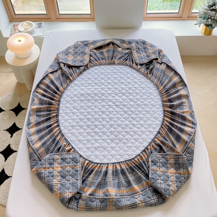 91家纺网 家纺一手货源 找家纺 尊康家纺（原磊科） 2024新款全棉色织无印风大豆床笠 柏恩-黄