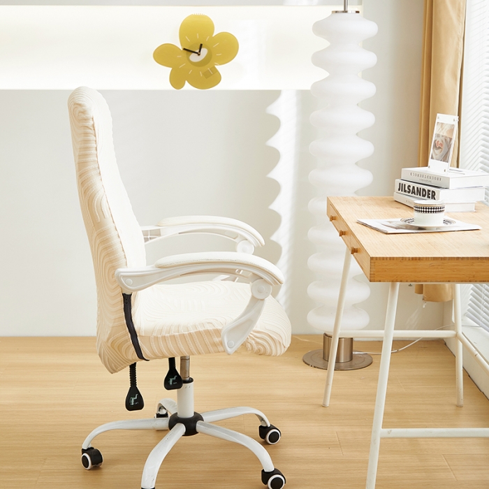 91家纺网 家纺一手货源 找家纺 丝绮鹿 2023新款提花绒椅子套拉链款（圆满） 圆满-铂金白