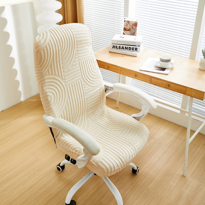 91家纺网 家纺一手货源 找家纺 丝绮鹿 2023新款提花绒椅子套拉链款（圆满） 圆满-铂金白