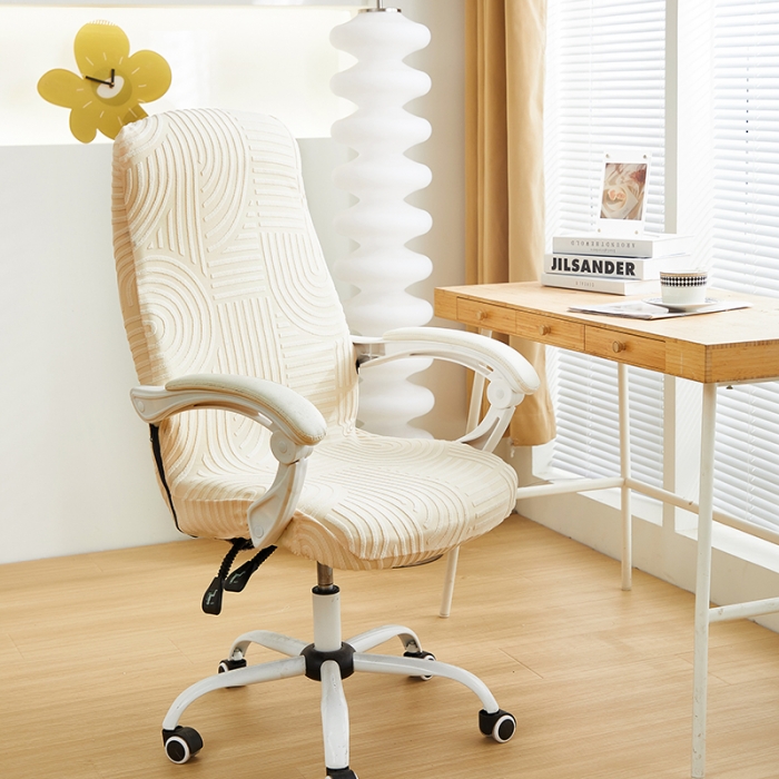 91家纺网 家纺一手货源 找家纺 丝绮鹿 2023新款提花绒椅子套拉链款（圆满） 圆满-铂金白