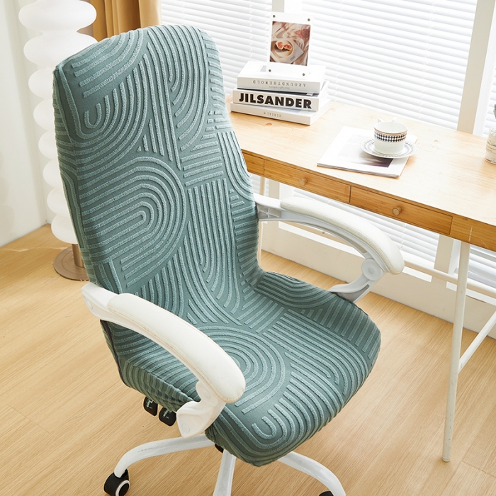 91家纺网 家纺一手货源 找家纺 丝绮鹿 2023新款提花绒椅子套拉链款（圆满） 圆满-清雅绿