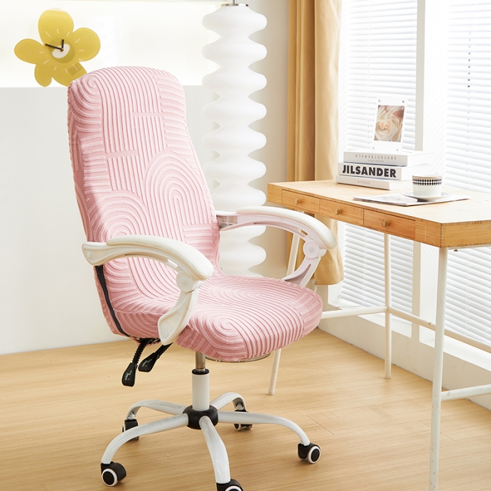 91家纺网 家纺一手货源 找家纺 丝绮鹿 2023新款提花绒椅子套拉链款（圆满） 圆满-樱桃粉