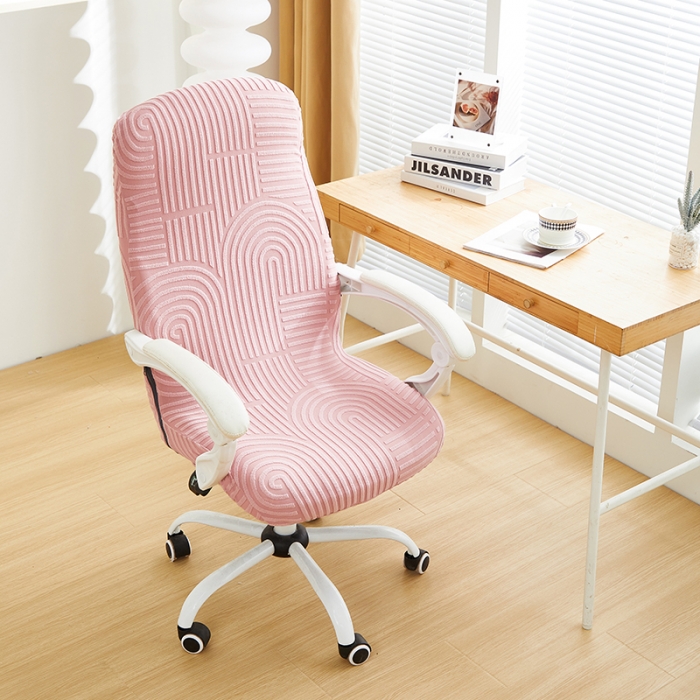 91家纺网 家纺一手货源 找家纺 丝绮鹿 2023新款提花绒椅子套拉链款（圆满） 圆满-樱桃粉